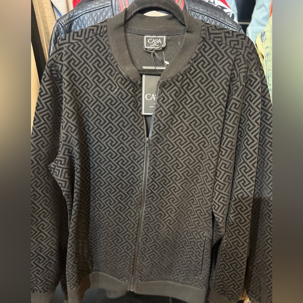 Men's Black Geometric Pattern Jacket